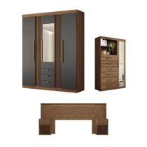 Jogo de Quarto Completo Malhorca Com Espelho Jatoba Grafite