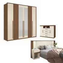 Jogo de Quarto Completo Melbourne Com Espelho Jatoba Areia