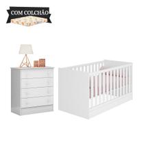 Jogo De Quarto Completo Para Bebê Doce Sonho Com Colchão Qmovi - Branco Jogo De Quarto Completo Para Bebê Doce Sonho Com Colchão Qmovi - Branco