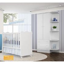 Jogo de quarto de bebê doce sonho qmovi 2 peças com berço e guarda-roupas - branco Jogo de quarto de bebê doce sonho qmovi 2 peças com berço e guarda-roupas - branco