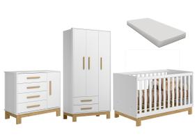 Jogo De Quarto Encanto Guarda Roupa Cômoda Berço Com Colchão - Móveis Leartam