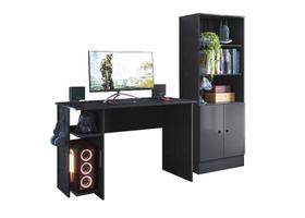 Jogo de Quarto Gamer com Mesa para Computador e Estante Preto - FdECOR - QMovi