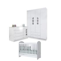 Jogo de Quarto Infantil Ana Lívia Roupeiro e Cômoda MDF + Berço Mini Cama Pirulito - Bela Móveis Jogo de Quarto Infantil Ana Lívia Roupeiro e Cômoda MDF + Berço Mini Cama Pirulito - Bela Móveis