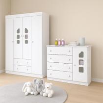 Jogo de Quarto Infantil Anya Roupeiro e Cômoda Sapateira Branco - Bela Móveis Jogo de Quarto Infantil Anya Roupeiro e Cômoda Sapateira Branco - Bela Móveis