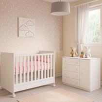 Jogo de Quarto Infantil Branco Berço e Cômoda sem Colchão Qmovi Jogo de Quarto Infantil Branco Berço e Cômoda sem Colchão Qmovi