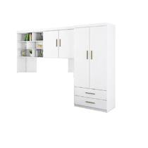 Jogo de Quarto Infantil Chiara Roupeiro 2 Portas e 2 Gavetas + Módulo Aéreo 2 Portas c/ Nicho Decorativo p/ Quarto Infan