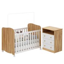 Jogo de Quarto Infantil com Cômoda 3 Gavetas Smim e Berço Uli - Móveis Peroba