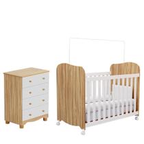 Jogo de Quarto Infantil com Cômoda 4 Gavetas Júnior e Berço Uli - Móveis Peroba Jogo de Quarto Infantil com Cômoda 4 Gavetas Júnior e Berço Uli - Móveis Peroba