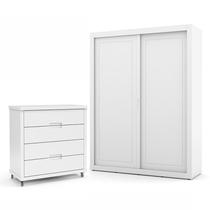 Jogo de Quarto Infantil com Guarda Roupa 2 Portas de Correr e Cômoda 4 Gavetas Tutto New Branco Soft - Matic Móveis Jogo de Quarto Infantil com Guarda Roupa 2 Portas de Correr e Cômoda 4 Gavetas Tutto New Branco Soft - Matic Móveis