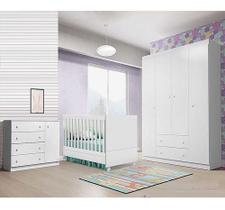Jogo De Quarto Infantil com Guarda Roupa 4 Portas + Cômoda + Berço