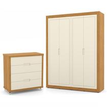 Jogo de Quarto Infantil com Guarda Roupa 4 Portas e Cômoda 4 Gavetas Tutto New Off White/Freijó - Matic Móveis Jogo de Quarto Infantil com Guarda Roupa 4 Portas e Cômoda 4 Gavetas Tutto New Off White/Freijó - Matic Móveis