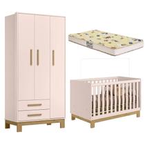 Jogo De Quarto Infantil Com Guarda Roupa 4340 Berço 4315 Com Colchão Rosa Acetinado - Leartam Jogo De Quarto Infantil Com Guarda Roupa 4340 Berço 4315 Com Colchão Rosa Acetinado - Leartam