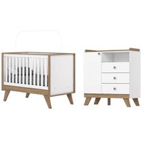 Jogo de Quarto Infantil Confete Berço e Cômoda Branco/Jequitiba - Henn Jogo de Quarto Infantil Confete Berço e Cômoda Branco/Jequitiba - Henn