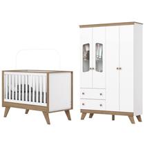 Jogo de Quarto Infantil Confete Guarda Roupa e Berço Branco/Jequitiba - Henn Jogo de Quarto Infantil Confete Guarda Roupa e Berço Branco/Jequitiba - Henn