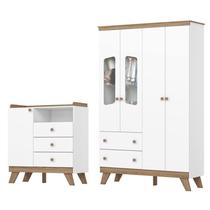 Jogo de Quarto Infantil Confete Guarda Roupa e Cômoda Branco/Jequitiba - Henn Jogo de Quarto Infantil Confete Guarda Roupa e Cômoda Branco/Jequitiba - Henn