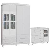 Jogo de Quarto Infantil Elô com Janela Guarda Roupa e Cômoda - Móveis Peroba