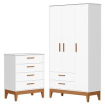 Jogo de Quarto Infantil Flip Guarda Roupa 3 Portas e Cômoda 4 Gavetas - Reller Móveis