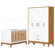 Jogo de Quarto Infantil Flip Guarda Roupa 4 Portas e Berço Americano - Reller Móveis