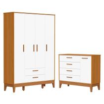 Jogo de Quarto Infantil Flip Guarda Roupa 4 Portas e Cômoda 1 Porta - Reller Móveis