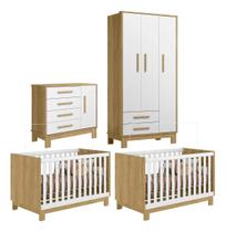 Jogo De Quarto Infantil Gemeos Com Roupeiro Comoda E 2 Berço - Móveis Leartam Jogo De Quarto Infantil Gemeos Com Roupeiro Comoda E 2 Berço - Móveis Leartam