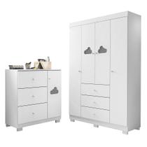 Jogo de Quarto Infantil Guarda Roupa e Cômoda Ane Branco - Phoenix Jogo de Quarto Infantil Guarda Roupa e Cômoda Ane Branco - Phoenix