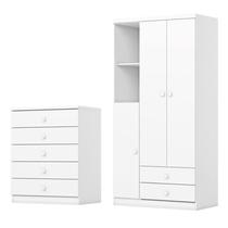 Jogo de Quarto Infantil Guarda Roupa e Cômoda Bala de Menta Branco - Henn Jogo de Quarto Infantil Guarda Roupa e Cômoda Bala de Menta Branco - Henn