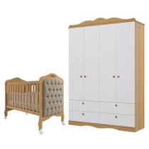 Jogo de Quarto Infantil Guarda Roupa Encanto e Berço Harmonia com Capitonê - Permóbili Baby Jogo de Quarto Infantil Guarda Roupa Encanto e Berço Harmonia com Capitonê - Permóbili Baby