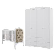 Jogo de Quarto Infantil Guarda Roupa Encanto e Berço Harmonia com Capitonê - Permóbili Baby Jogo de Quarto Infantil Guarda Roupa Encanto e Berço Harmonia com Capitonê - Permóbili Baby
