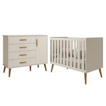 Jogo de Quarto Infantil Isis Cômoda 1 Porta e Berço Areia - Reller Móveis Jogo de Quarto Infantil Isis Cômoda 1 Porta e Berço Areia - Reller Móveis