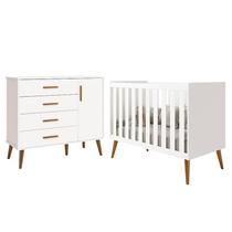 Jogo de Quarto Infantil Isis Cômoda 1 Porta e Berço Branco - Reller Móveis Jogo de Quarto Infantil Isis Cômoda 1 Porta e Berço Branco - Reller Móveis