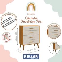 Jogo de Quarto Infantil Isis Guarda Roupa 4 Portas e Cômoda 4 Gavetas Areia/Savana - Reller Móveis