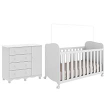 Jogo de Quarto Infantil Júnior Cômoda 1 Porta e Berço Uli - Móveis Peroba