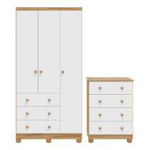 Jogo de Quarto Infantil Júnior Guarda Roupa 3 Portas e Cômoda 4 Gavetas - Móveis Peroba Jogo de Quarto Infantil Júnior Guarda Roupa 3 Portas e Cômoda 4 Gavetas - Móveis Peroba