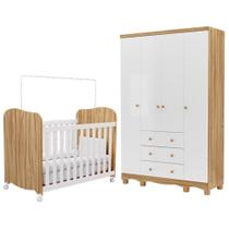 Jogo de Quarto Infantil Júnior Guarda Roupa 4 Portas e Berço Uli - Móveis Peroba