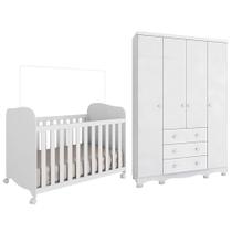 Jogo de Quarto Infantil Júnior Guarda Roupa 4 Portas e Berço Uli - Móveis Peroba