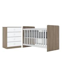 Jogo de Quarto Infantil Labirinto com Cômoda e Berço Rústico/Branco - Móveis Henn Jogo de Quarto Infantil Labirinto com Cômoda e Berço Rústico/Branco - Móveis Henn