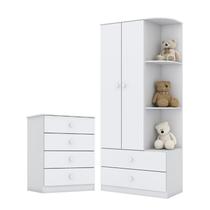 Jogo de Quarto Infantil Labirinto com Guarda Roupa e Cômoda Branco - Móveis Henn Jogo de Quarto Infantil Labirinto com Guarda Roupa e Cômoda Branco - Móveis Henn