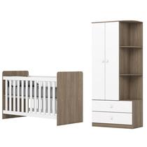 Jogo de Quarto Infantil Labirinto Guarda Roupa e Berço Rústico/Branco - Henn