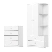 Jogo de Quarto Infantil Labirinto Guarda Roupa e Cômoda Branco - Henn