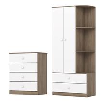 Jogo de Quarto Infantil Labirinto Guarda Roupa e Cômoda Rústico/Branco - Henn