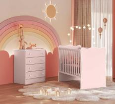 Jogo de Quarto Infantil Lua Encantada Berço e Cômoda Rosa