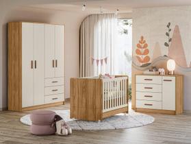 Jogo de Quarto Infantil Pérola Com Berço Mini Cama Nature Branco Off - Peternella Jogo de Quarto Infantil Pérola Com Berço Mini Cama Nature Branco Off - Peternella