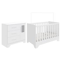 Jogo de Quarto Infantil Popy Retrô Plus Cômoda 1 Porta com Janela e Berço - Móveis Peroba