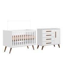 Jogo de Quarto Infantil Q Encanto Retrô com Cômoda e Berço - Qmovi