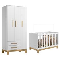 Jogo de Quarto Infantil Q Encanto Slim Guarda Roupa e Berço Mini Cama - Qmovi