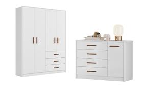 Jogo de Quarto Infantil Roupeiro e Comoda Pérola Branco - Peternella Jogo de Quarto Infantil Roupeiro e Comoda Pérola Branco - Peternella