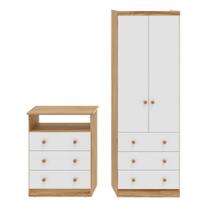 Jogo de Quarto Infantil Smim Guarda Roupa 2 Portas e Cômoda 3 Gavetas - Móveis Peroba