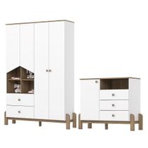 Jogo de Quarto Infantil Ternura com Guarda Roupa e Cômoda - Móveis Henn Jogo de Quarto Infantil Ternura com Guarda Roupa e Cômoda - Móveis Henn