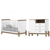 Jogo de Quarto Infantil Ternura Cômoda e Berço Branco/Jequitibá - Henn Jogo de Quarto Infantil Ternura Cômoda e Berço Branco/Jequitibá - Henn