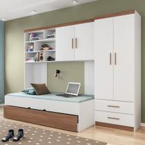 Jogo de Quarto Infantil Theo MDP Branco Carvalho - Sallar Home